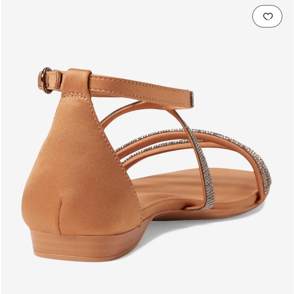 Naturalizer Sicily Strappy Flat Sandal in English Tea Brown Fabric Size 7.5 - Picture 4 of 13